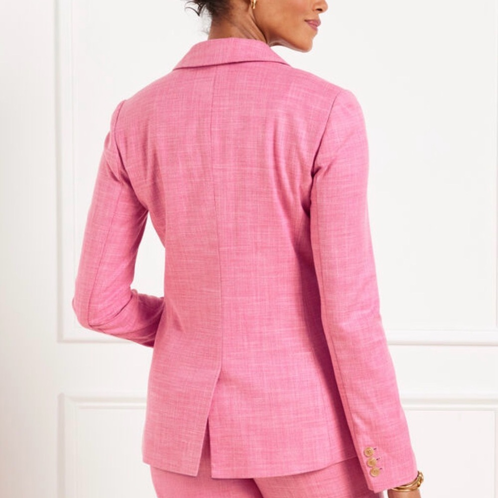 NWT- Talbots -Pink SINGLE BUTTON TWILL BLAZER - Picture 3 of 7